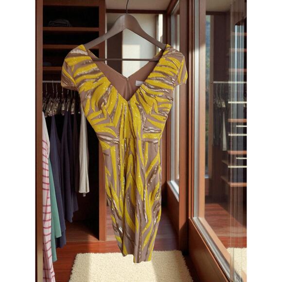 Dress the Population Yellow and Tan Midi Dress - Picture 3 of 7